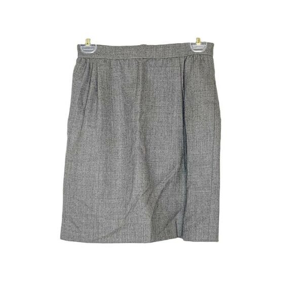 Vintage Valentino Boutique Grey Wool Skirt Logo Button Size 6 (Fits Current 0) - Picture 1 of 9